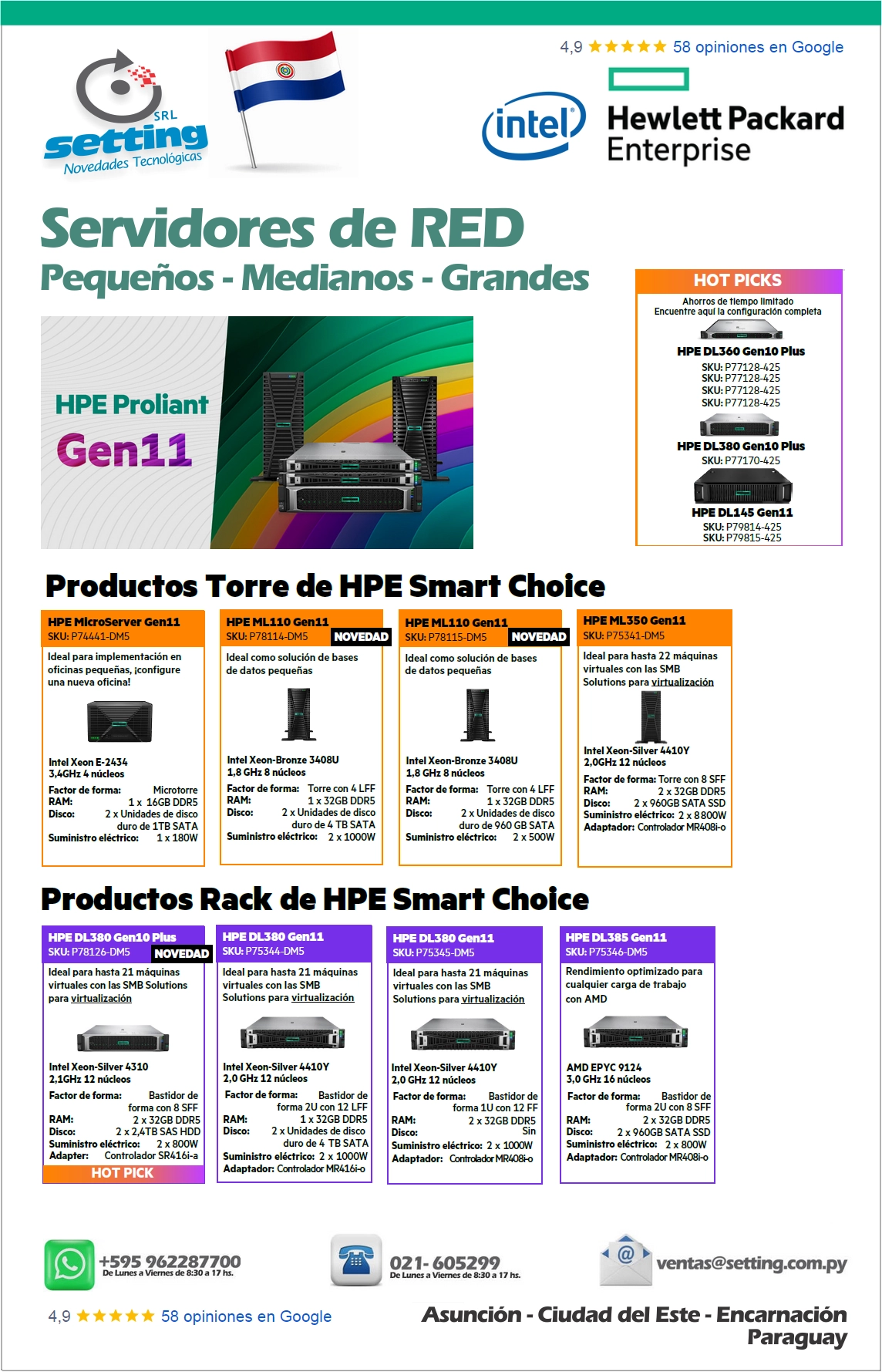 Servidores HPE Proliant en Paraguay - Setting SRL